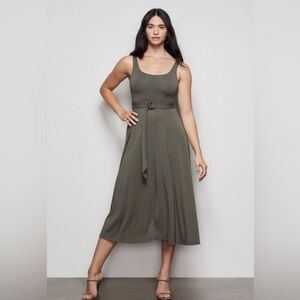 Good American Belted Swing Dress Sage Size 3